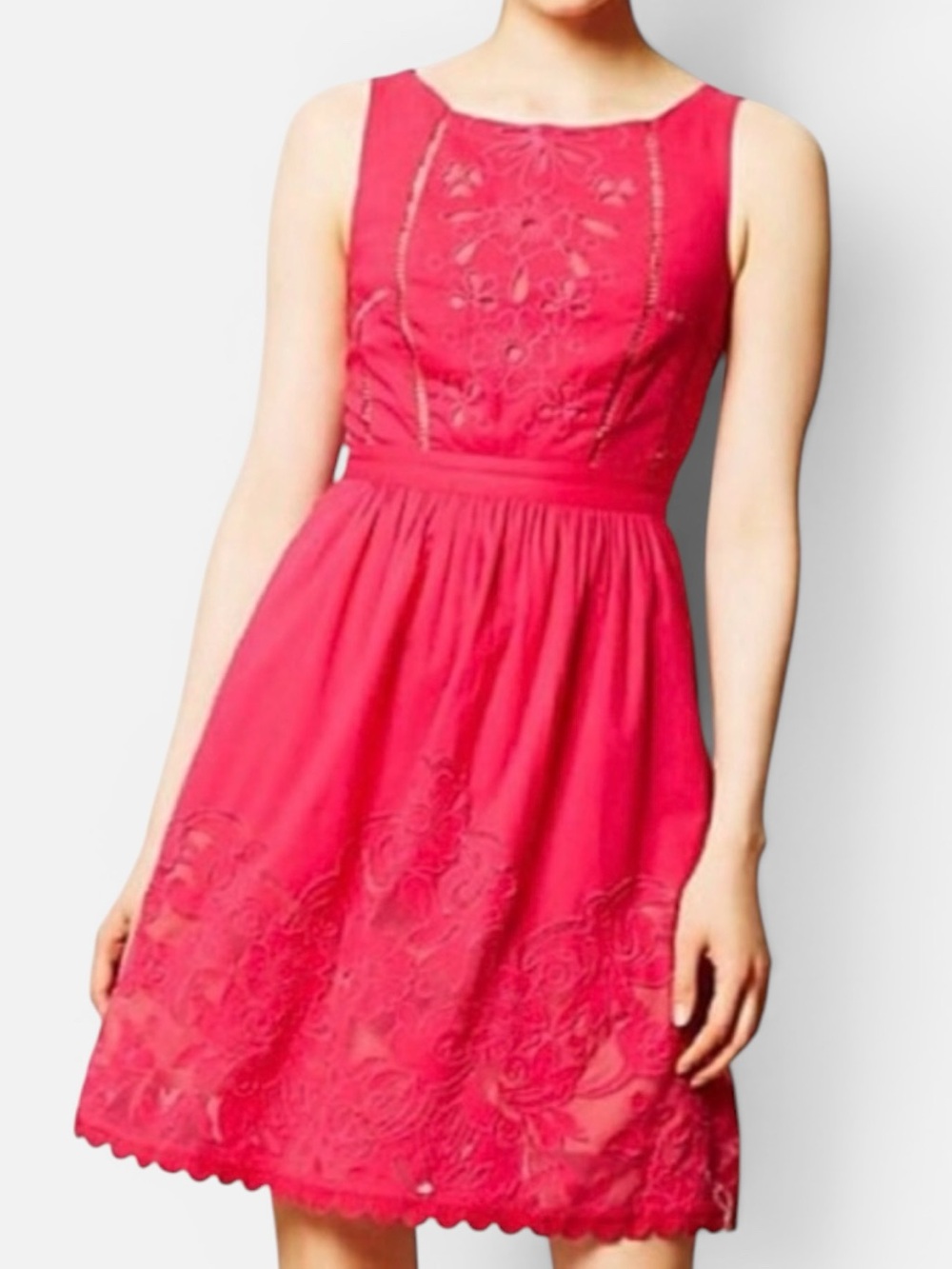 Anthropologie Moulinette Soeurs Rhododendron Dress Pink Embroidered Lace Size 8 - Picture 4 of 14